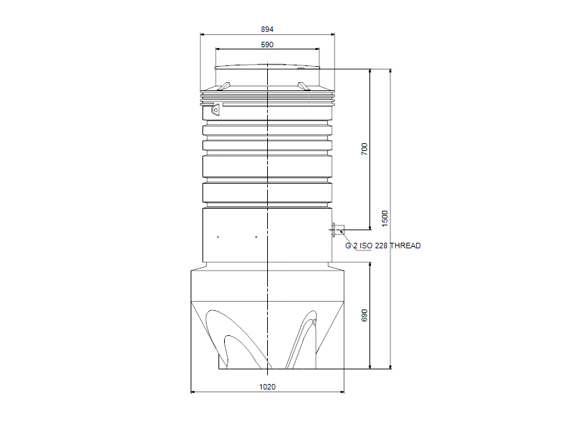 Габаритные размеры насоса Grundfos PS.R.10.15.S.GC.304.50.A50.APB артикул: 96235276