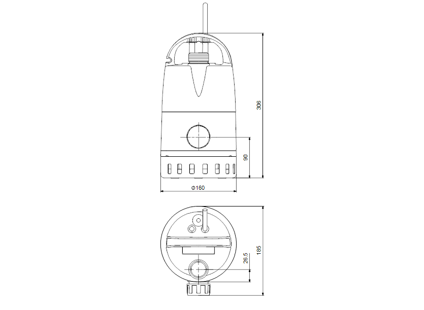 Габаритные размеры насоса Grundfos UNILIFT CC 7 M1 220-240/50 HU артикул: 96280967