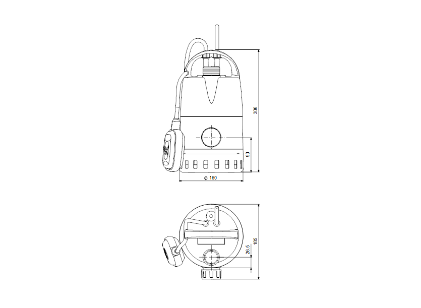 Габаритные размеры насоса Grundfos UNILIFT CC 7 A1 220-240/50 HU артикул: 96280968