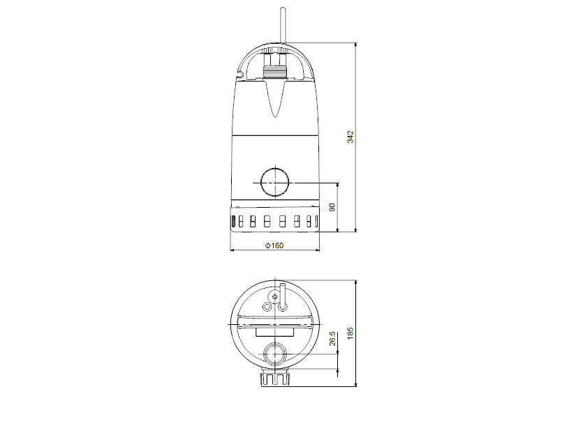 Габаритные размеры насоса Grundfos UNILIFT CC 9 M1 220-240/50 HU артикул: 96280969