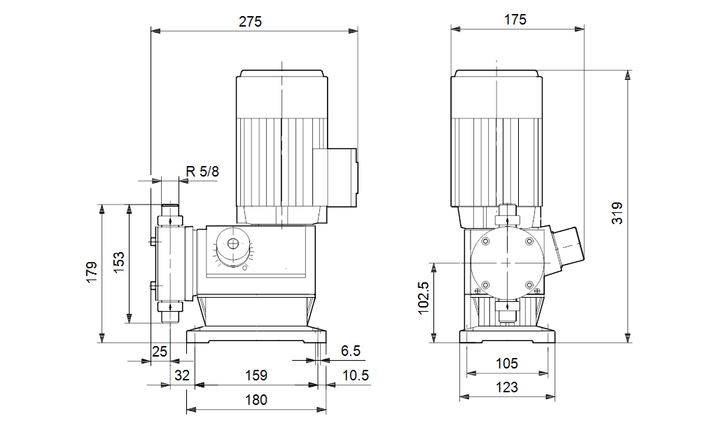 Габаритные размеры насоса Grundfos DMX 8-10 B-PP/E/T-X-E144 артикул: 96293587