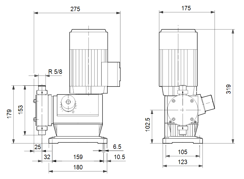 Габаритные размеры насоса Grundfos DMX 8-10 B-SS/V/SS-X-E1AA артикул: 96293588