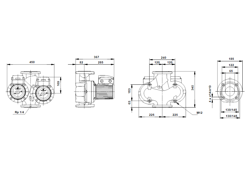 Габаритные размеры насоса Grundfos UPSD 65-180 F 3x400-415V PN6/10 w/relay артикул: 96402318 Габаритные размеры насоса Grundfos UPSD 65-180 F 3x400-415V PN6/10 w/relay артикул: 96402318