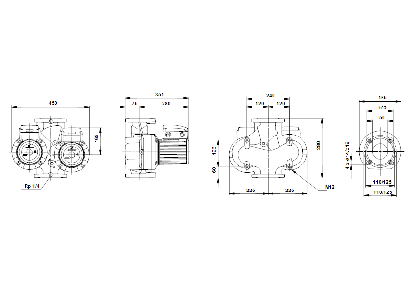Габаритные размеры насоса Grundfos UPSD 50-180 F 1x230-240V PN6/10 w/o relay артикул: 96408913 Габаритные размеры насоса Grundfos UPSD 50-180 F 1x230-240V PN6/10 w/o relay артикул: 96408913