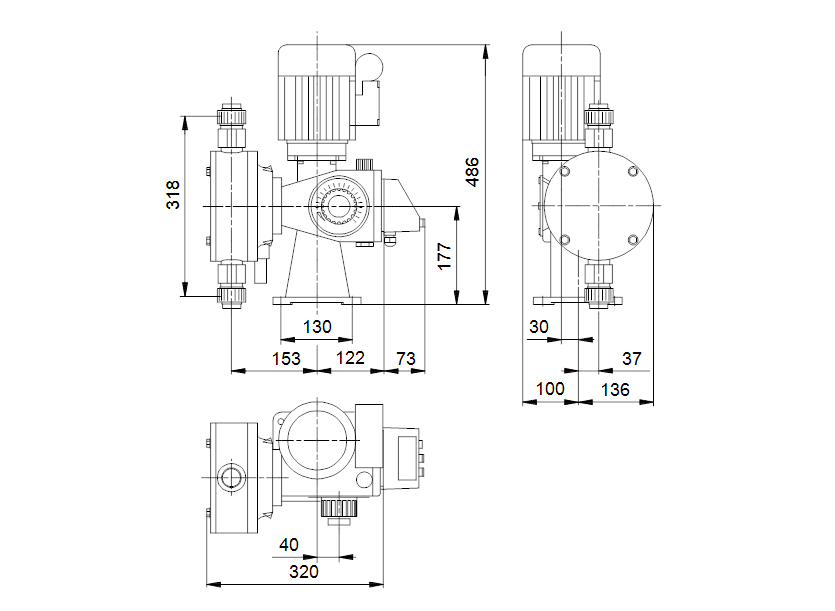 Габаритные размеры насоса Grundfos DMM 390-6 AR-PP/H/G-F-11CCI артикул: 96464875