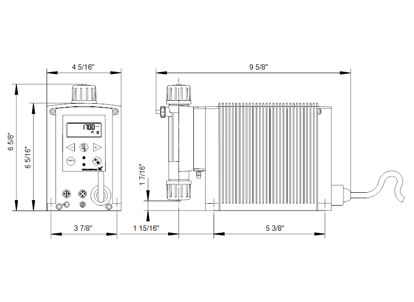 Габаритные размеры насоса Grundfos DMS 8-5 B-SS/V/SS-F-21VVB артикул: 96469686