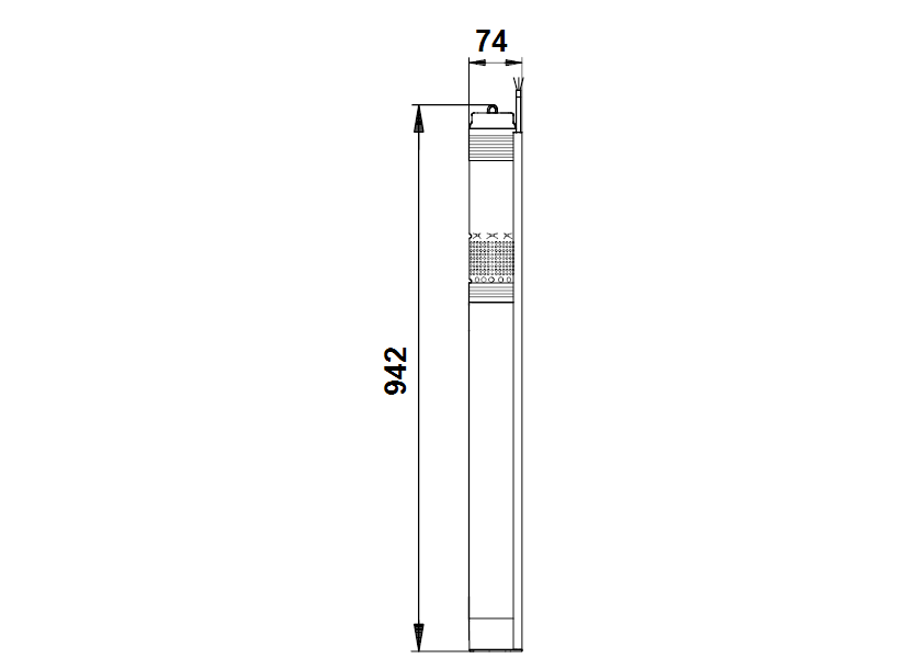 Габаритные размеры насоса Grundfos SQE 3-105  1.85kW 200-240V 50/60Hz артикул: 96510162