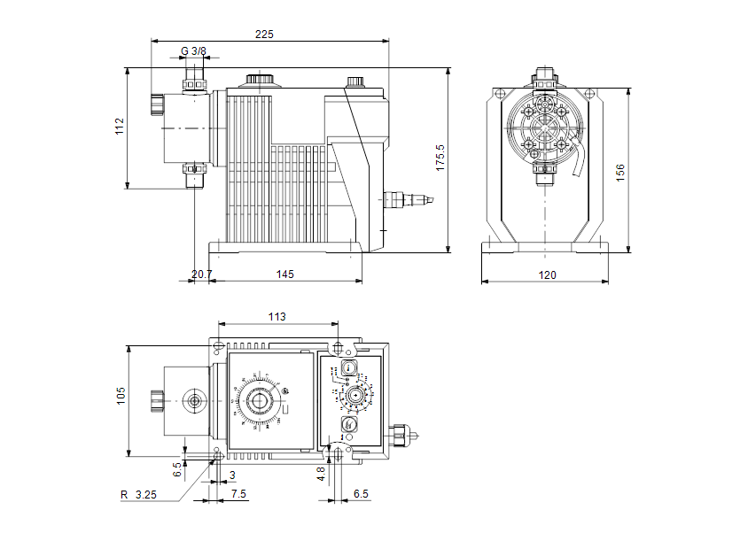 Габаритные размеры насоса Grundfos DMI 1.0-10 AR-PP/E/C-T-G133F артикул: 96607751