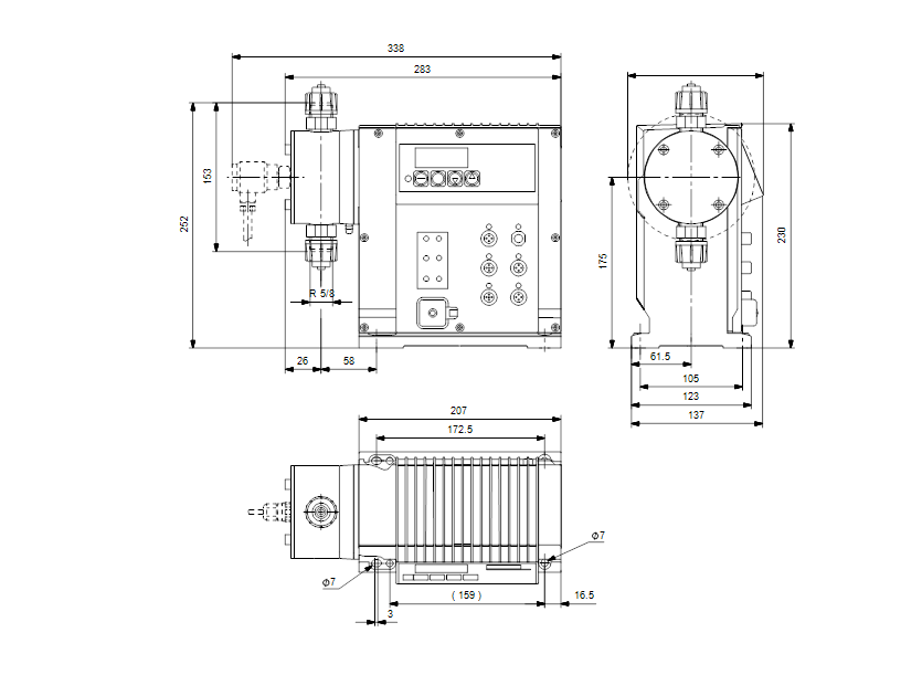Габаритные размеры насоса Grundfos DDI 60-10 AR-PV-L/T/T-S-316AF артикул: 96684820