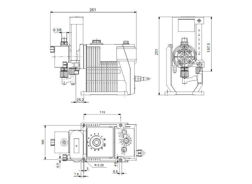 Габаритные размеры насоса Grundfos DMI 1.0-10 AR-PP-P3/E/C-T-G133F артикул: 96711656 Габаритные размеры насоса Grundfos DMI 1.0-10 AR-PP-P3/E/C-T-G133F артикул: 96711656