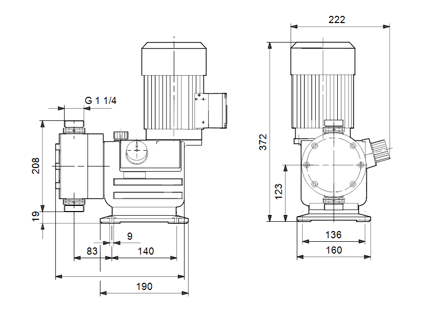 Габаритные размеры насоса Grundfos DMX 321-4 AR-PP-L/V/G-S-G1B4B4F артикул: 96719436