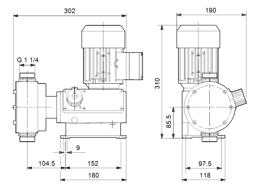 Габаритные размеры насоса Grundfos DMX 37-5 B-PP/V/G-X-E1B4B4 артикул: 96719593