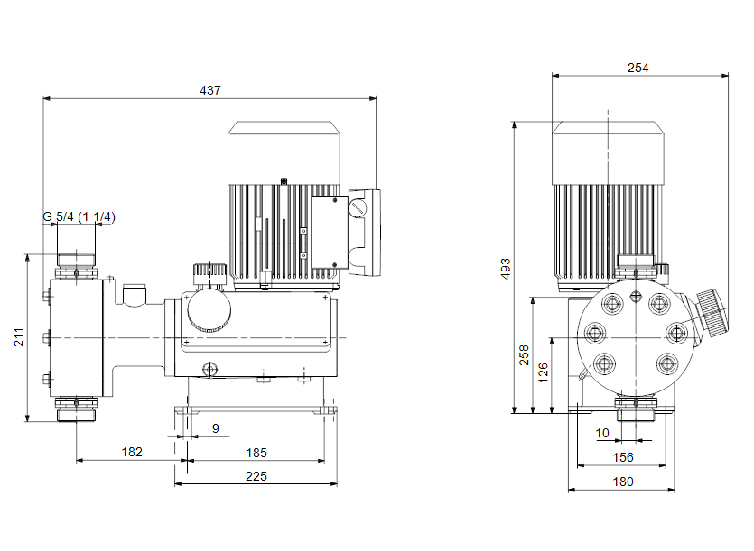 Габаритные размеры насоса Grundfos DMH 27-100 B-SS/T/Y-X-E2A1A1 артикул: 96725445