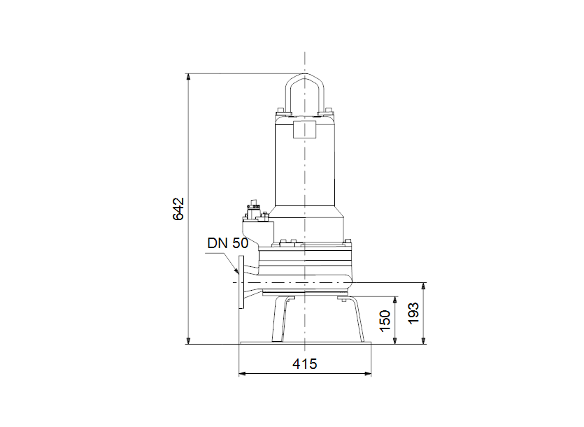 Габаритные размеры насоса Grundfos APG.50.65.3 3x400V 10m артикул: 96835728