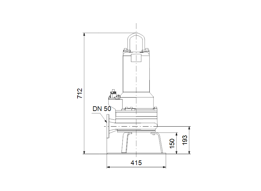 Габаритные размеры насоса Grundfos APG.50.92.3 3x400V 10m артикул: 96835731