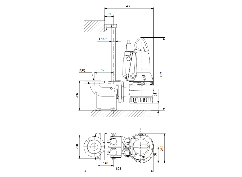 Габаритные размеры насоса Grundfos DP10.65.26.E.Ex.2.50B артикул: 96877507