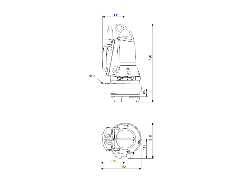 Габаритные размеры насоса Grundfos EF30.50.15.E.Ex.2.50B артикул: 96878449