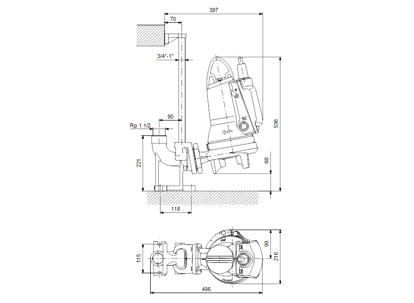 Габаритные размеры насоса Grundfos SEG.40.09.E.2.50B артикул: 96878506 Габаритные размеры насоса Grundfos SEG.40.09.E.2.50B артикул: 96878506