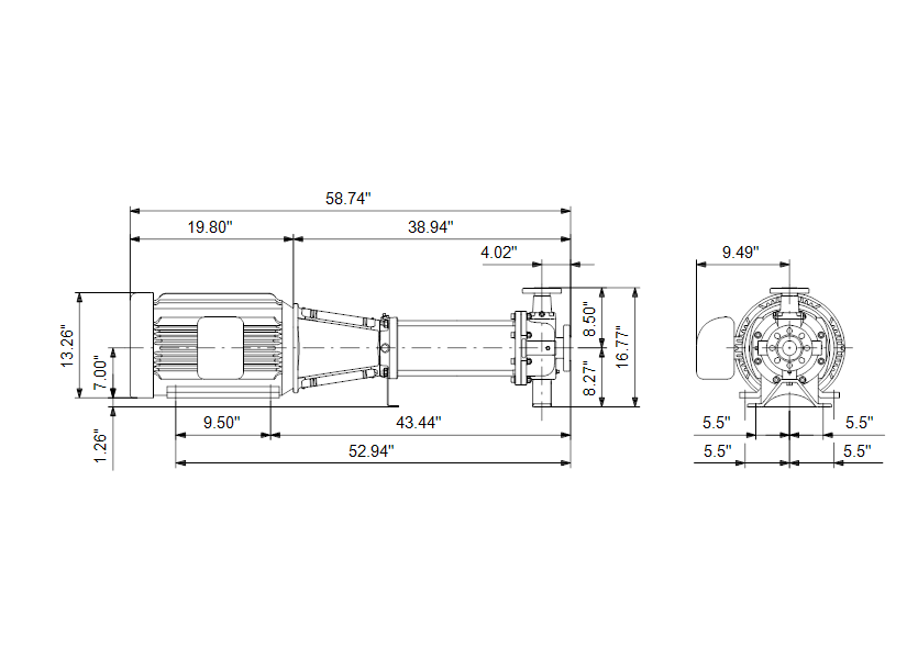 Габаритные размеры насоса Grundfos CR 32-6 H H-G05-A-V-KUBV артикул: 96978763