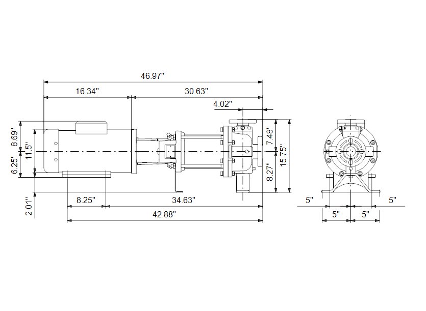 Габаритные размеры насоса Grundfos CR 15-07 H H-G22-A-V-HQQV артикул: 96983157