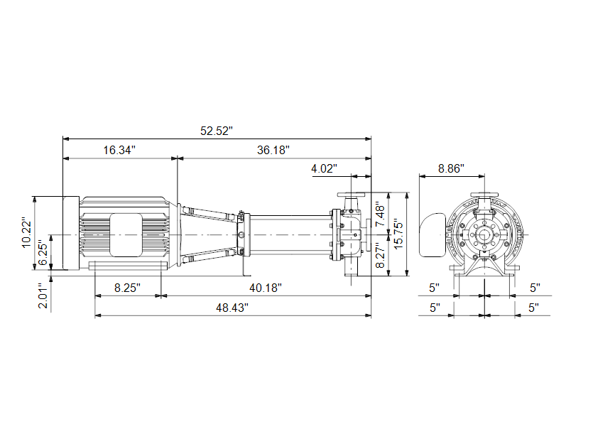 Габаритные размеры насоса Grundfos CR 32-5-2 H H-G22-A-V-KUBV артикул: 96983253