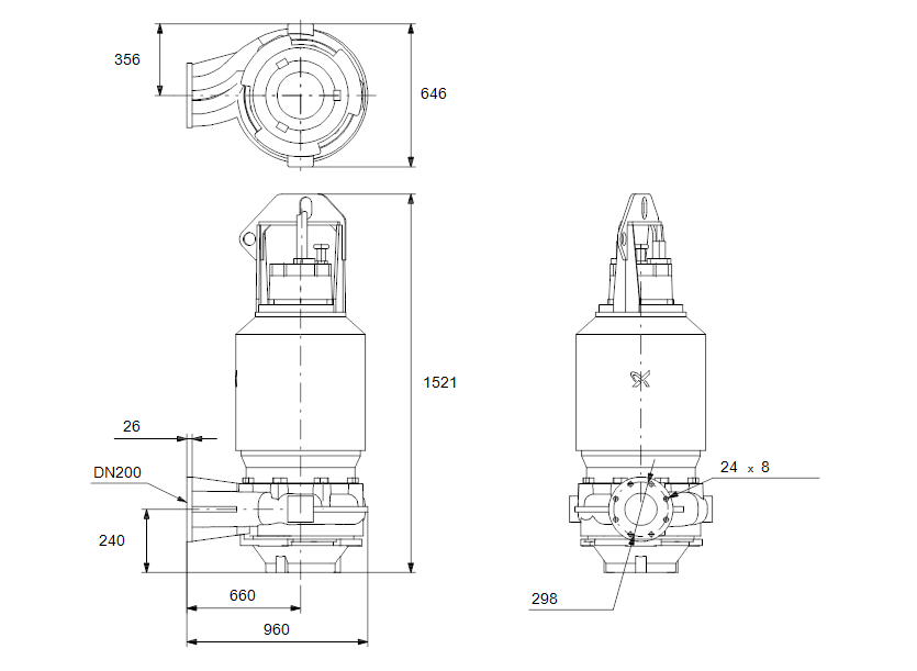 Габаритные размеры насоса Grundfos S2.100.200.590.4.62L.C.272.G.N.D.611 артикул: 97535326 Габаритные размеры насоса Grundfos S2.100.200.590.4.62L.C.272.G.N.D.611 артикул: 97535326