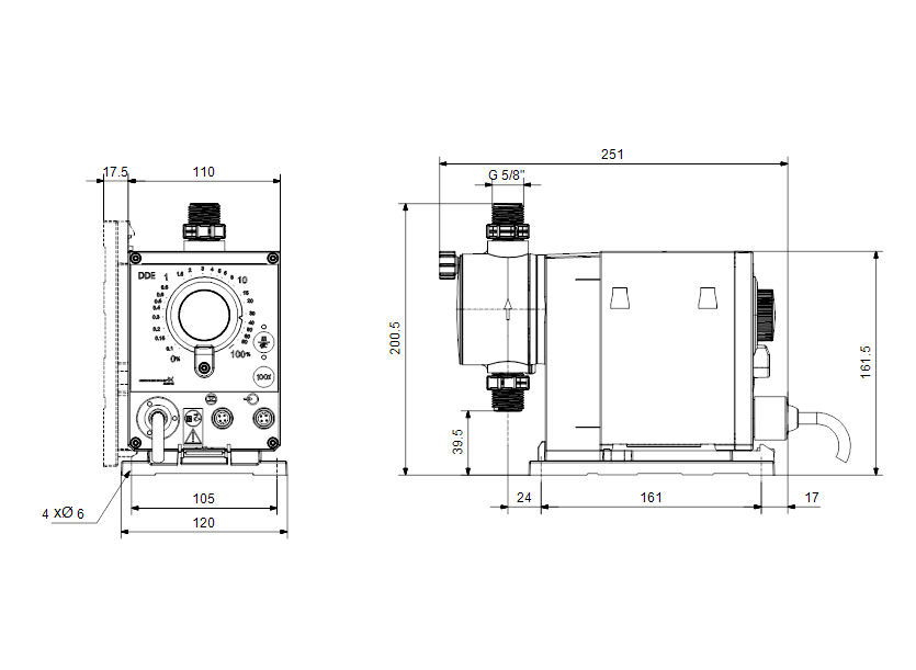 Габаритные размеры насоса Grundfos DDE 15-4 P-PV/V/C-X-31I002IG артикул: 97721315
