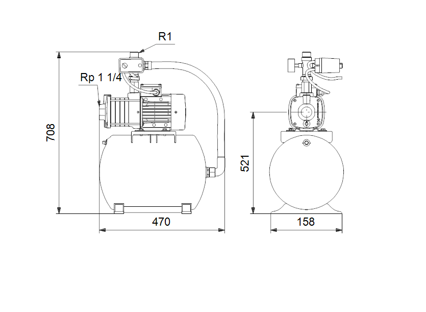 Габаритные размеры насоса Grundfos CMB 5-37 A-C-A-C-P-B 1x220-240V 50Hz 24L артикул: 97766986