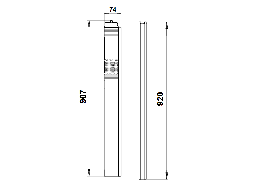 Габаритные размеры насоса Grundfos SQE 5-65 NE  1.55kW 200-240V 50/60Hz артикул: 97778415