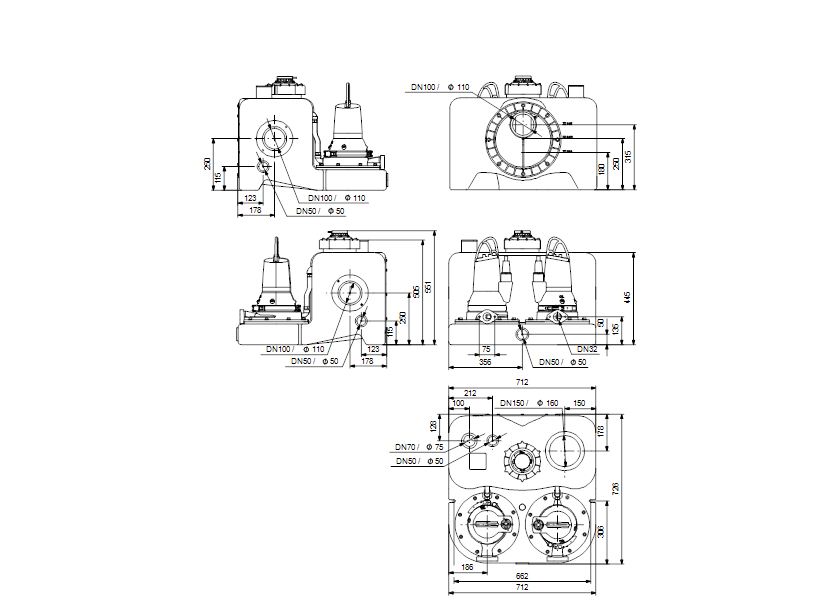 Габаритные размеры насоса Grundfos MDG.40.3.2 3x400V артикул: 97901146