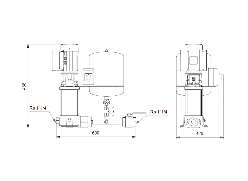 Габаритные размеры насоса Grundfos Hydro Solo E CRE 5-2 1x200-240V артикул: 98453511