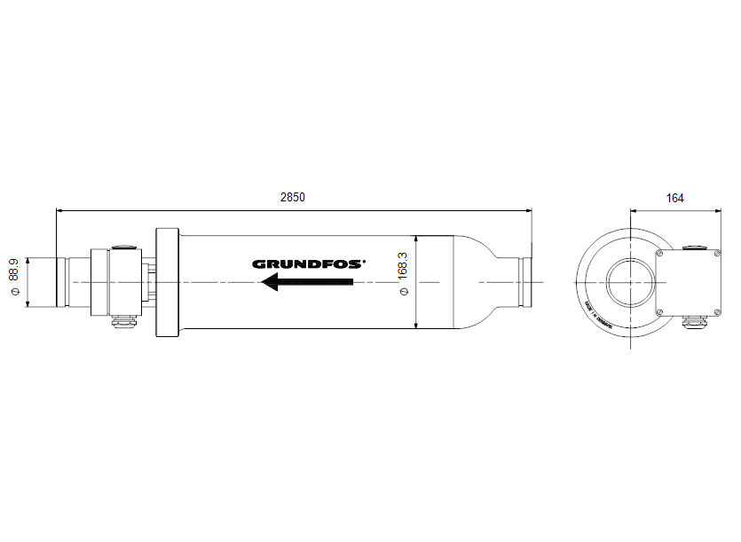 Габаритные размеры насоса Grundfos BM 17-22 13,0KW 3X380-415V 50HZ артикул: 98490782