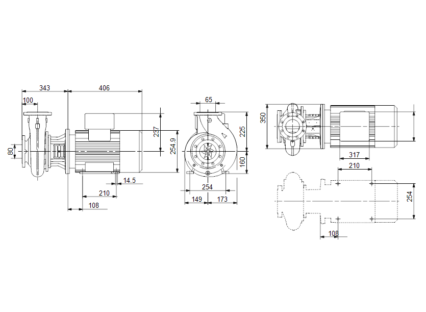 Габаритные размеры насоса Grundfos MTBE 65-200/183 A-F-A-BQQE артикул: 98501621 Габаритные размеры насоса Grundfos MTBE 65-200/183 A-F-A-BQQE артикул: 98501621