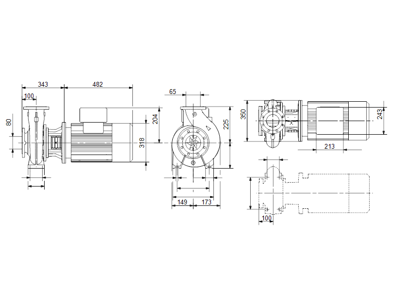 Габаритные размеры насоса Grundfos MTB 65-200/199 A-F-A-BQQV артикул: 98501637 Габаритные размеры насоса Grundfos MTB 65-200/199 A-F-A-BQQV артикул: 98501637