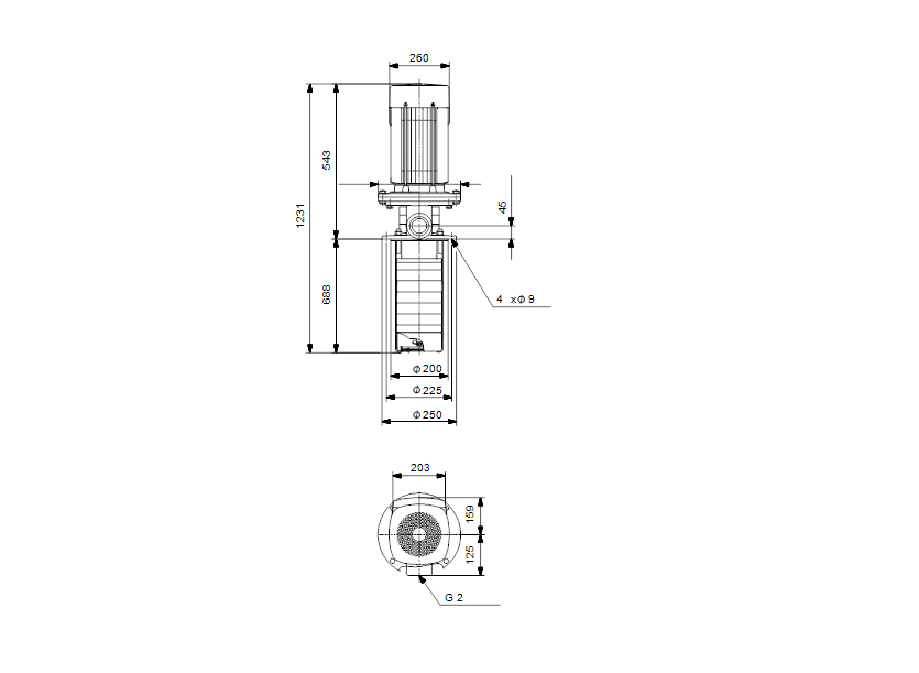 Габаритные размеры насоса Grundfos MTR 10-20/20 A-W-A-HUUV артикул: 98513596 Габаритные размеры насоса Grundfos MTR 10-20/20 A-W-A-HUUV артикул: 98513596