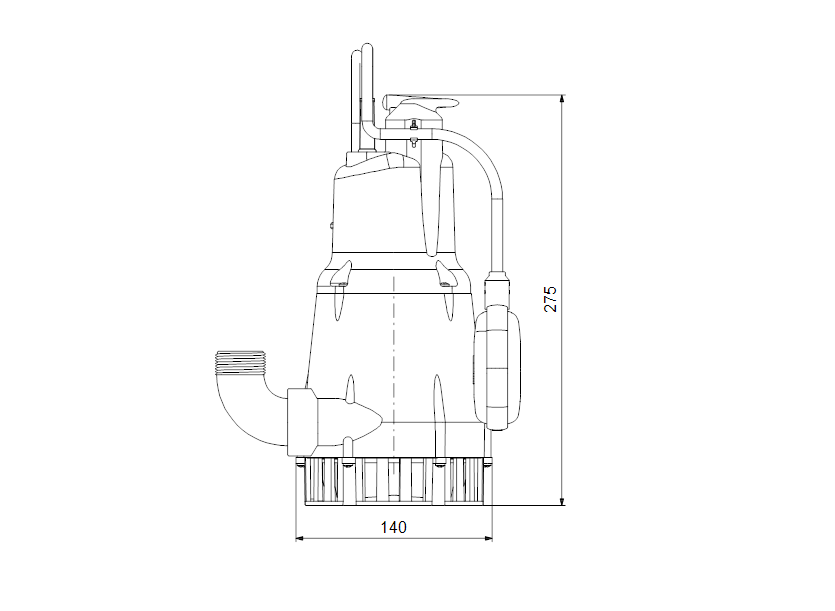 Габаритные размеры насоса Grundfos KPC 300 A 1x220 50Hz Schuko CN артикул: 98851053