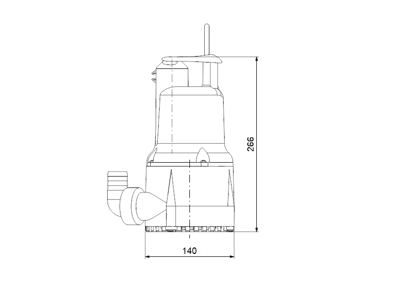 Габаритные размеры насоса Grundfos KPC 24/7 210 1x220 50Hz Schuko CN артикул: 98851057