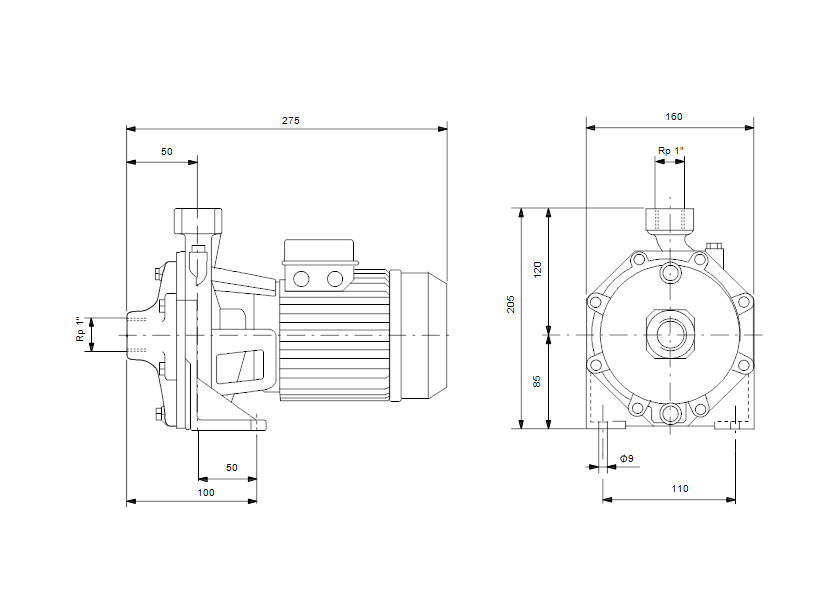 Габаритные размеры насоса Grundfos NS 4-23 CVBP 1x230V 50Hz Schuko IT артикул: 99126462