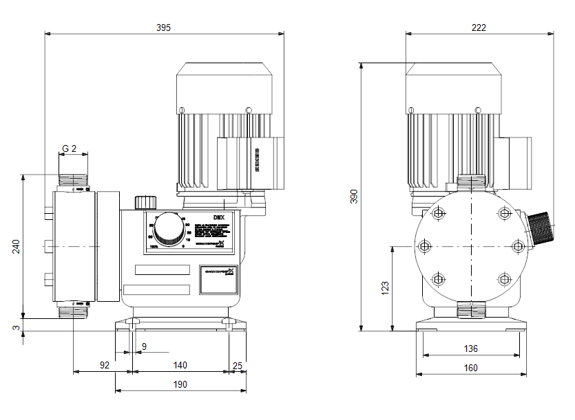 Габаритные размеры насоса Grundfos DMX 525-3 B-PVC/E/SS-X-E1KKXEMAG артикул: 99206044