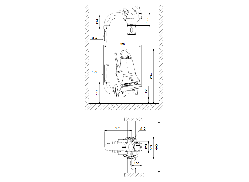 Габаритные размеры насоса Grundfos SEG.50.31.EX.2.50B артикул: 99274387