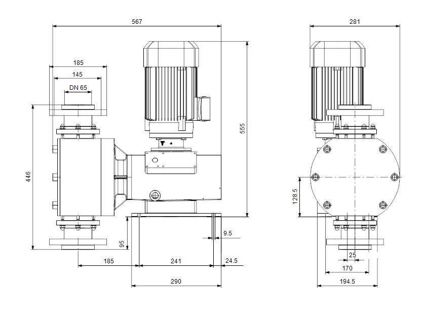 Габаритные размеры насоса Grundfos DMX 860-5 D-SS/V/SS-X-E2UUXE0AG артикул: 99592079