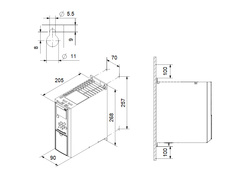 Габаритные размеры насоса Grundfos CUE 3X380-500V IP20 4,0KW артикул: 99616713 Габаритные размеры насоса Grundfos CUE 3X380-500V IP20 4,0KW артикул: 99616713