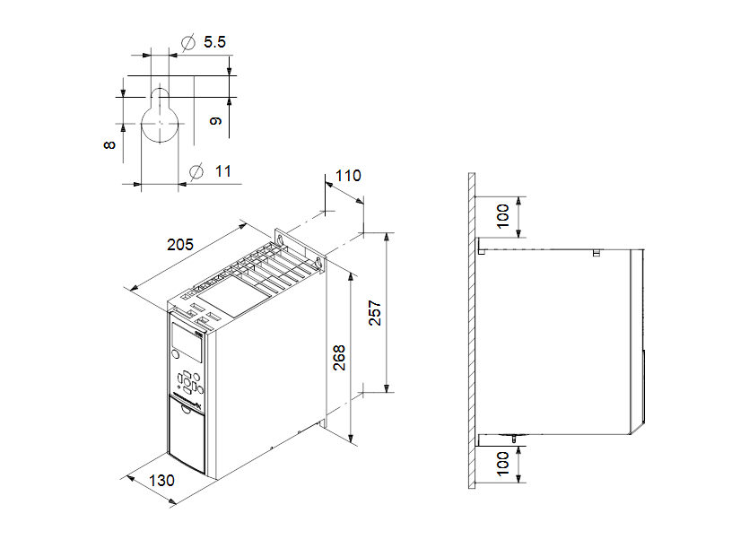 Габаритные размеры насоса Grundfos CUE 3X380-500V IP20 7,5KW артикул: 99616715 Габаритные размеры насоса Grundfos CUE 3X380-500V IP20 7,5KW артикул: 99616715