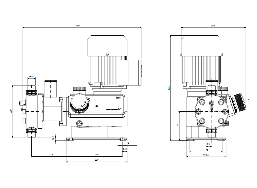 Габаритные размеры насоса Grundfos DMH 18-200 B-SSL/V/SS-X-E2C2C2XMPAG артикул: 99823589