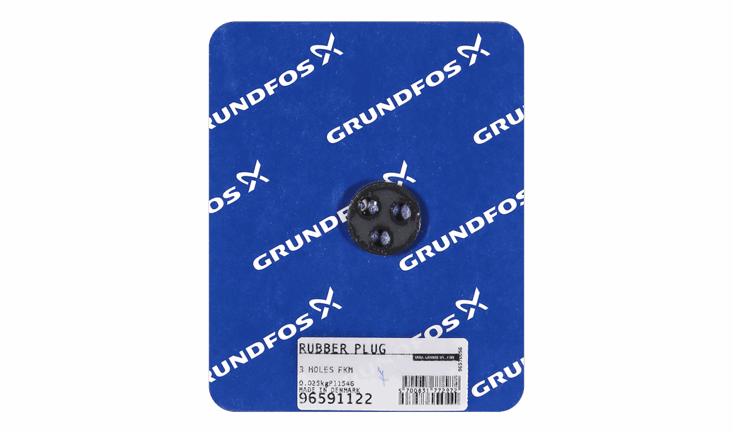 Резиновая пробка Grundfos Rubber plug 3 holes FKM /spare, артикул: 96591122