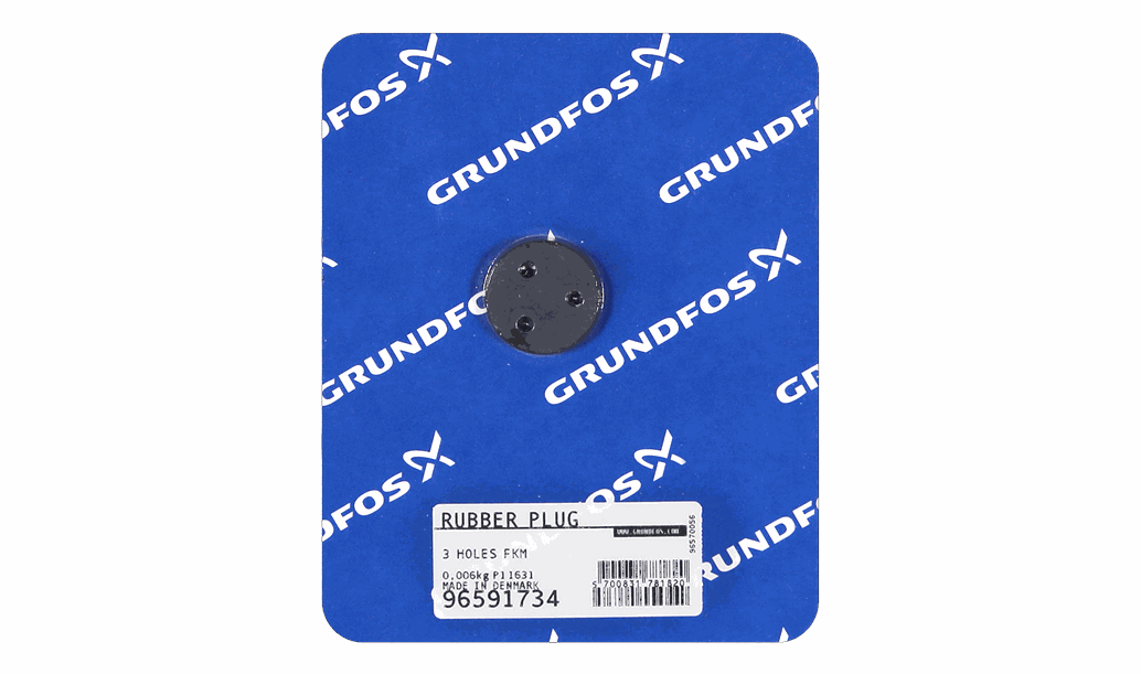 Пробка Grundfos Rubber plug 3 holes FKM /spare, артикул: 96591734