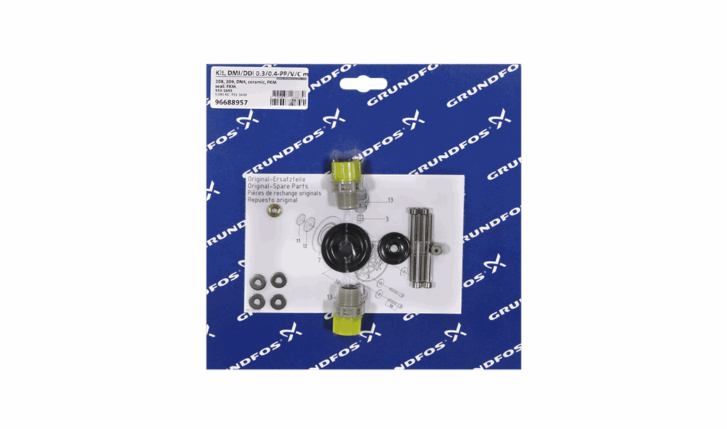 Комплект для обслуживания Grundfos Kit, DMI/DDI 0.3/0.4-PP/V/C maint, артикул: 96688957