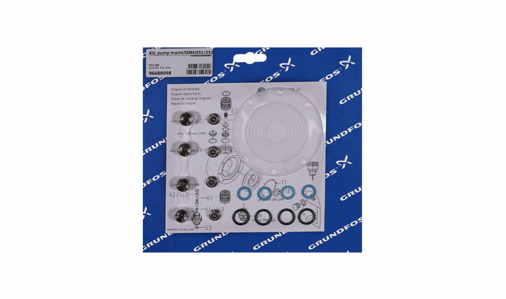 Комплект для обслуживания Grundfos Kit, pump maint/DMH251/252/SS/V/SS, артикул: 96688998