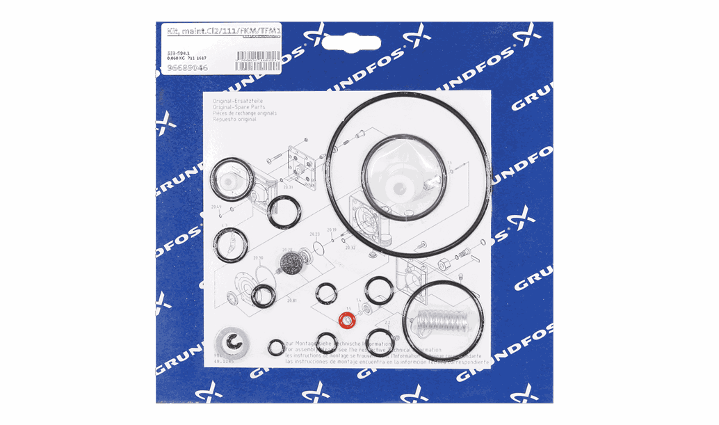 Комплект для обслуживания Grundfos Kit, maint.Cl2/111/FKM/TFM1700/adj.spr., артикул: 96689046