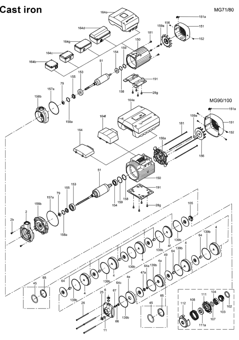 Деталировка насоса Grundfos CM 1-5 A-R-A-E-AVBE артикул: 96935404